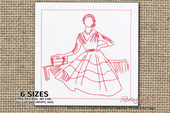 Girl with Books: A Practical Guide to Using This Redwork Embroidery Design