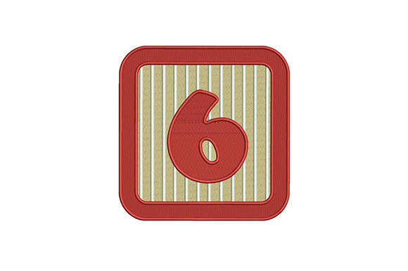 Red Frame 6 Number: A Creative Embroidery Asset